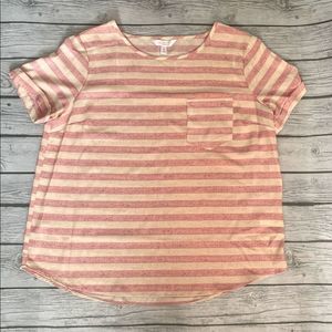 LC Lauren Conrad tan and pink striped top-medium